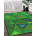 Patterned Neon Green Modern Rug in Family Room, pat3809