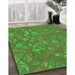 Machine Washable Transitional Seaweed Green Rug in a Family Room, wshpat3810grn
