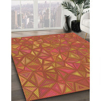 Patterned Neon Orange Rug, pat3810org