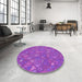 Round Patterned Neon Purple Rug in a Office, pat3810pur