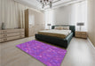 Round Machine Washable Transitional Neon Purple Rug in a Office, wshpat3810pur