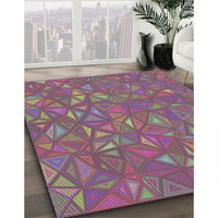 Patterned Dark Raspberry Purple Modern Rug, pat3810