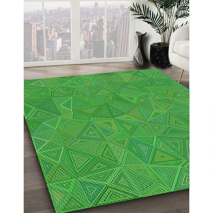 Patterned Lime Green Rug in Family Room, pat3811grn