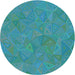 Square Patterned Dark Cyan Green Rug, pat3811lblu