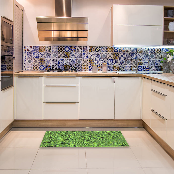 Patterned Bright Green Rug in a Kitchen, pat3812grn