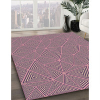 Patterned Dark Raspberry Purple Modern Rug, pat3812