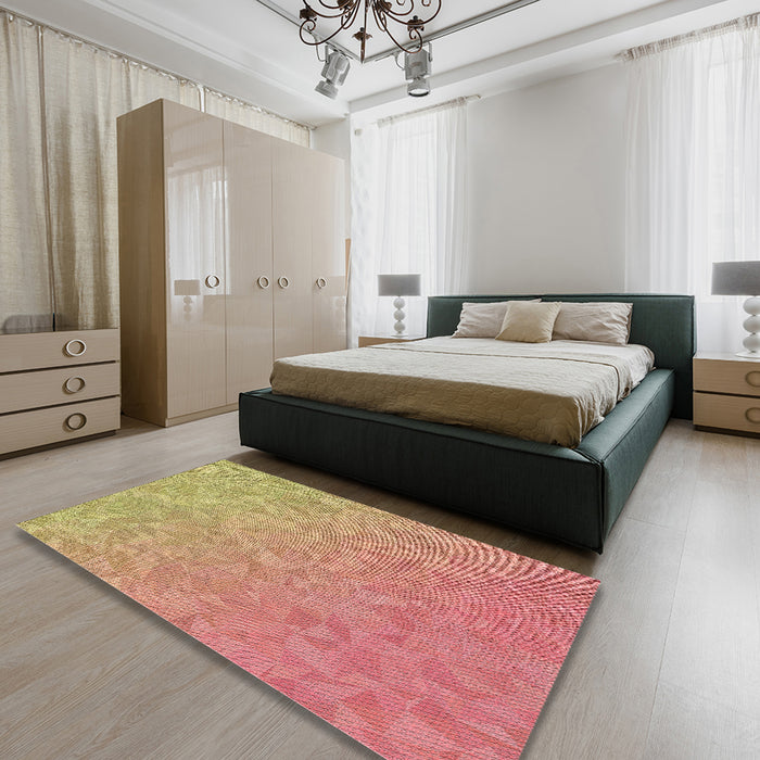 Machine Washable Transitional Chestnut Red Rug in a Bedroom, wshpat3813