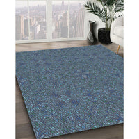 Patterned Silk Blue Rug, pat3814lblu