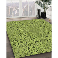 Patterned Pistachio Green Rug, pat3815brn