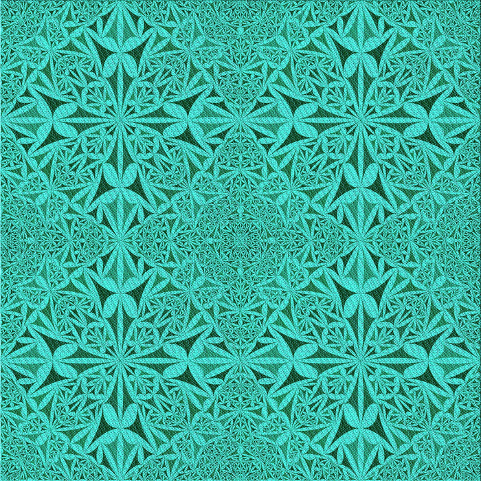 Round Machine Washable Transitional Aqua Cyan Blue Rug, wshpat3815lblu