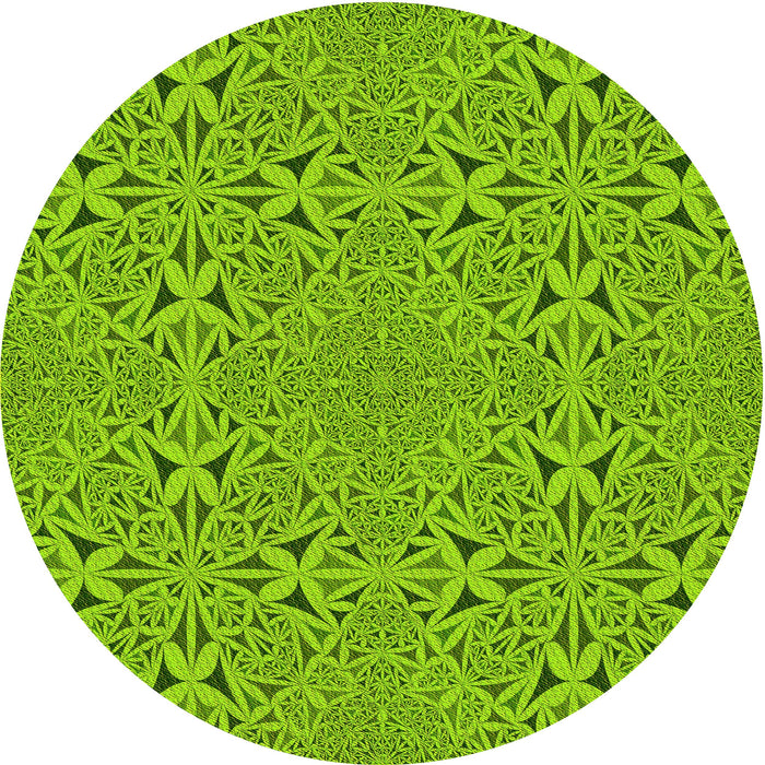 Square Patterned Dark Lime Green Rug, pat3815yw