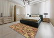 Patterned Red Rug in a Bedroom, pat3816brn