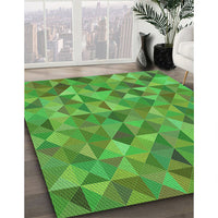 Patterned Dark Lime Green Rug, pat3816grn