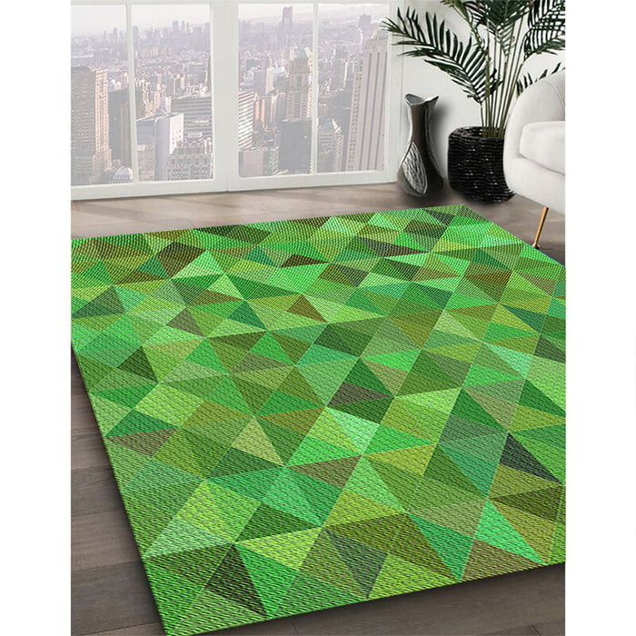 Patterned Dark Lime Green Rug in Family Room, pat3816grn
