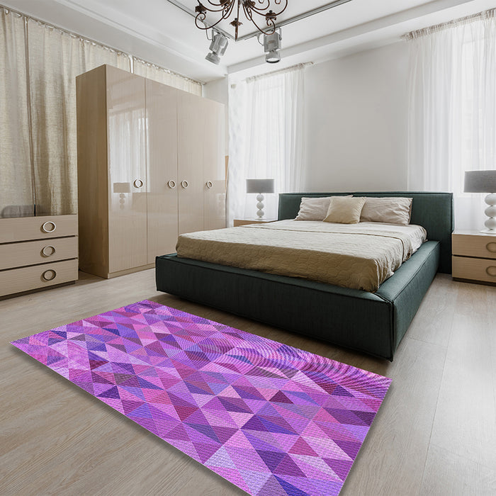 Patterned Purple Rug in a Bedroom, pat3816pur