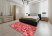 Patterned Red Rug in a Bedroom, pat3816rd