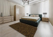 Patterned Dark Bronze Brown Rug in a Bedroom, pat3817org