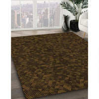 Patterned Dark Bronze Brown Rug, pat3817org