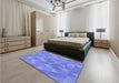 Patterned Sky Blue Rug in a Bedroom, pat3818blu