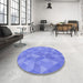 Round Patterned Sky Blue Rug in a Office, pat3818blu