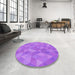 Round Patterned Purple Rug in a Office, pat3818pur