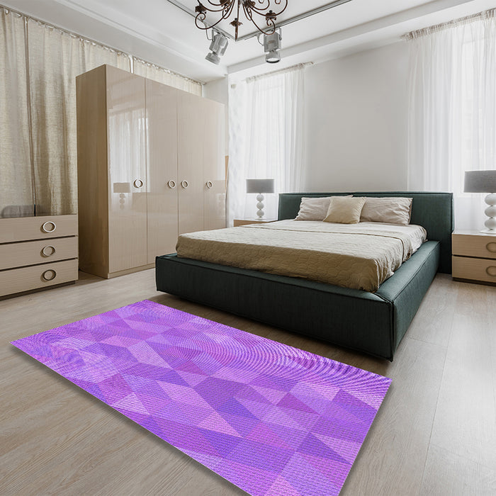 Patterned Purple Rug in a Bedroom, pat3818pur