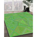 Machine Washable Transitional Dark Lime Green Rug in a Family Room, wshpat3819grn