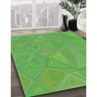 Patterned Dark Lime Green Rug, pat3819grn