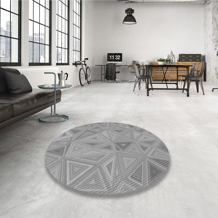Round Patterned Cloud Gray Rug in a Office, pat3819gry