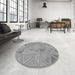 Round Patterned Cloud Gray Rug in a Office, pat3819gry