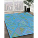 Machine Washable Transitional Blue Ivy Blue Rug in a Family Room, wshpat3819lblu