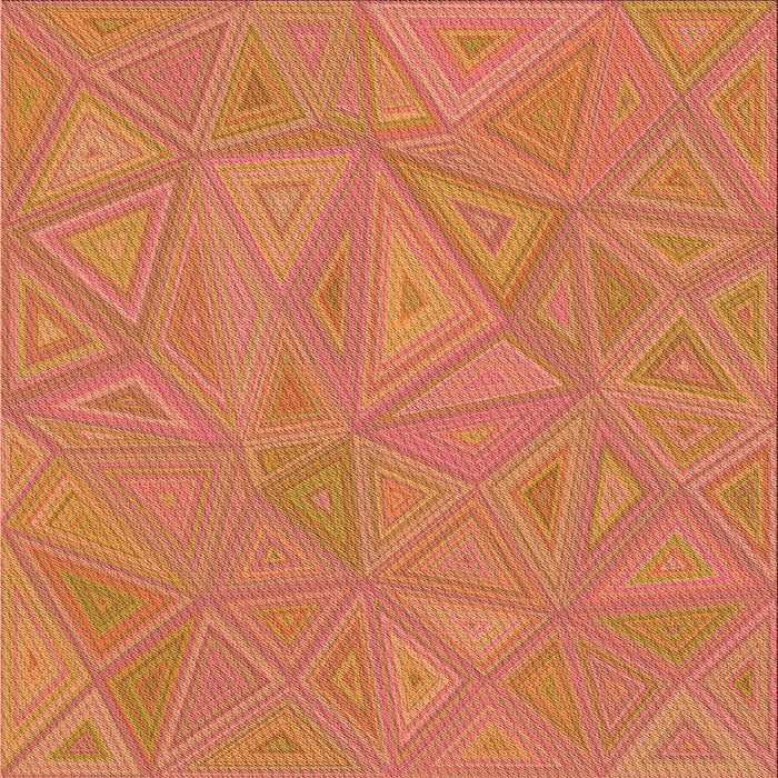 Round Patterned Orange Rug, pat3819org