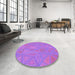 Round Patterned Purple Rug in a Office, pat3819pur