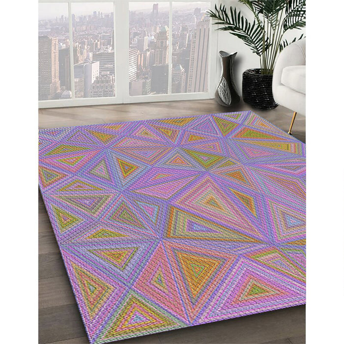 Patterned French Lilac Purple Modern Rug in Family Room, pat3819