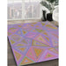 Patterned French Lilac Purple Modern Rug in Family Room, pat3819