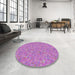 Round Machine Washable Transitional Crimson Purple Rug in a Office, wshpat3820