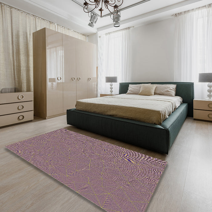 Patterned Purple Novelty Rug in a Bedroom, pat3821