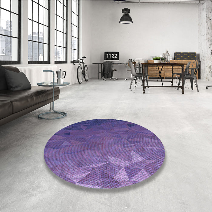 Round Patterned Medium Slate Blue Rug in a Office, pat3822blu