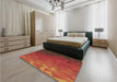 Patterned Red Rug in a Bedroom, pat3822brn