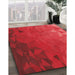 Patterned Red Rug in Family Room, pat3822rd