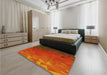 Patterned Orange Red Orange Rug in a Bedroom, pat3822yw