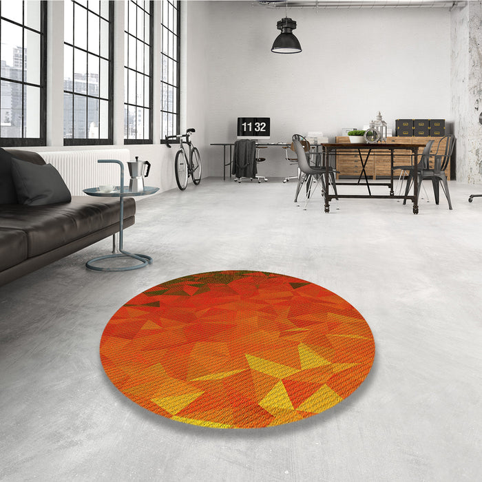Round Patterned Orange Red Orange Rug in a Office, pat3822yw
