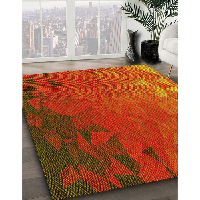 Machine Washable Transitional Orange Red Orange Rug in a Family Room, wshpat3822yw