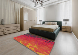 Patterned Red Novelty Rug in a Bedroom, pat3822