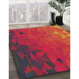 Patterned Red Novelty Rug in Family Room, pat3822