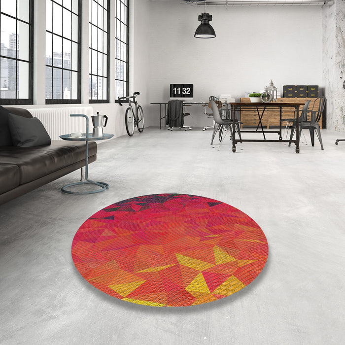 Round Patterned Red Novelty Rug in a Office, pat3822