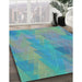 Machine Washable Transitional Deep-Sea Green Rug in a Family Room, wshpat3824lblu