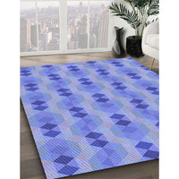 Patterned Denim Blue Rug, pat3825blu