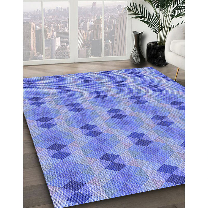 Patterned Denim Blue Rug in Family Room, pat3825blu