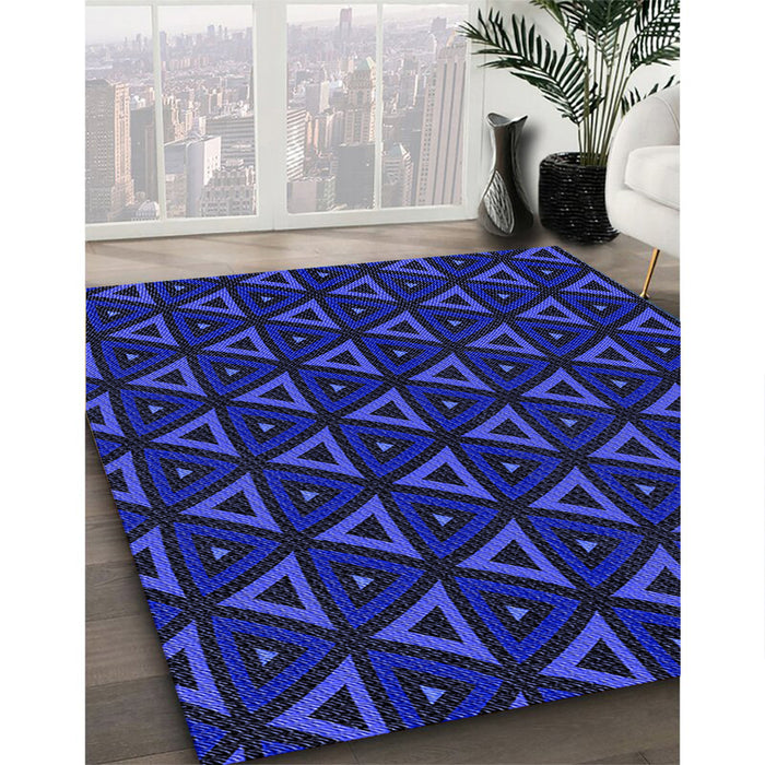 Machine Washable Transitional Sapphire Blue Rug in a Family Room, wshpat3826blu